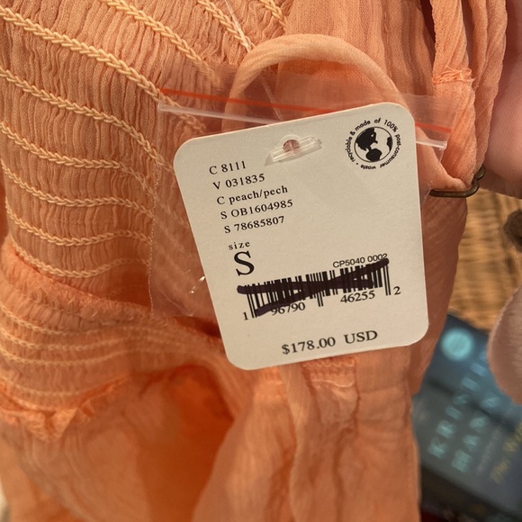 NWT Free People Leah Peach Chiffon Tunic - Picture 6 of 6